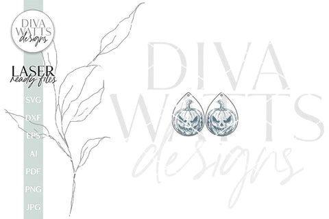 Jack-O-Lantern Glowforge Earrings Pumpkin Earrings for Halloween Jack O Lantern Earrings for Glowforge Pumpkin Earrings SVG SVG Diva Watts Designs 