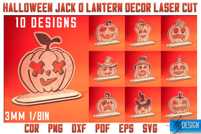 Jack o Lantern Laser Cut SVG Bundle | Laser Lantern SVG Design | CNC Files SVG Fly Design 