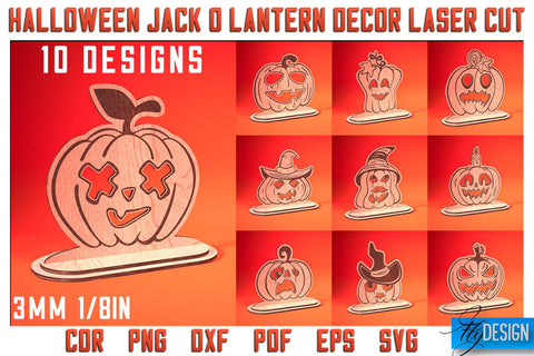 Jack o Lantern Laser Cut SVG Bundle | Laser Lantern SVG Design | CNC Files SVG Fly Design 