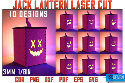 Jack o Lantern Laser Cut SVG | Laser Lantern SVG Design | CNC Files SVG Fly Design 