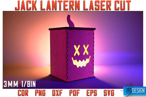 Jack o Lantern Laser Cut SVG | Laser Lantern SVG Design | CNC Files SVG Fly Design 