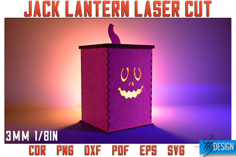 Jack o Lantern Laser Cut SVG | Laser Lantern SVG Design | CNC Files SVG Fly Design 