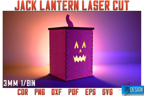 Jack o Lantern Laser Cut SVG | Laser Lantern SVG Design | CNC Files SVG Fly Design 