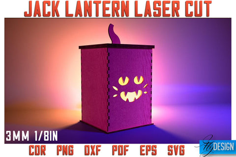 Jack o Lantern Laser Cut SVG | Laser Lantern SVG Design | CNC Files SVG Fly Design 