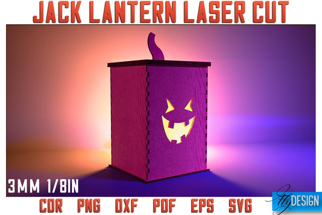 Jack o Lantern Laser Cut SVG | Laser Lantern SVG Design | CNC Files SVG Fly Design 