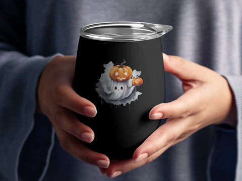 Jack O Lantern on Ghost T-shirt PNG Sublimation Luvleigh Digitals 