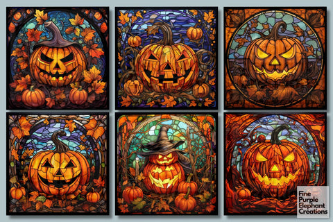 Jack-o'-Lantern Pumpkin | Halloween Sublimation Digital Pattern Fine Purple Elephant Creations 