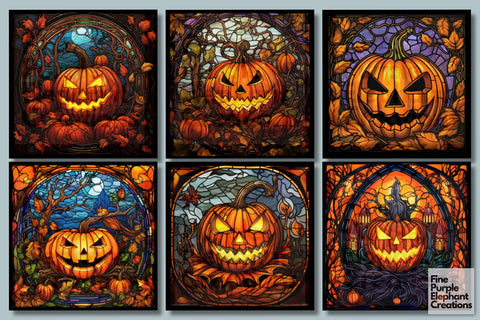 Jack-o'-Lantern Pumpkin | Halloween Sublimation Digital Pattern Fine Purple Elephant Creations 