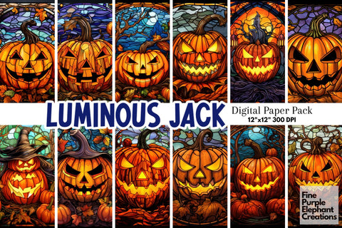 Jack-o'-Lantern Pumpkin | Halloween Sublimation Digital Pattern Fine Purple Elephant Creations 