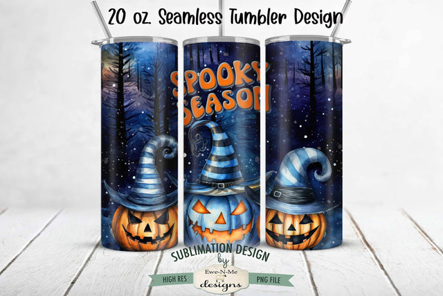 Jack O Lantern Spooky Season 20 oz Seamless Tumbler Design Sublimation Ewe-N-Me Designs 