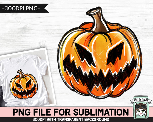 Jack o Lantern SUBLIMATION design PNG, Pumpkin png file, Pumpkin sublimation designs, Fall PNG, Autumn PNG, Halloween PNG, Scary Pumpkin PNG, Goth PNG Sublimation Wild Pilot 