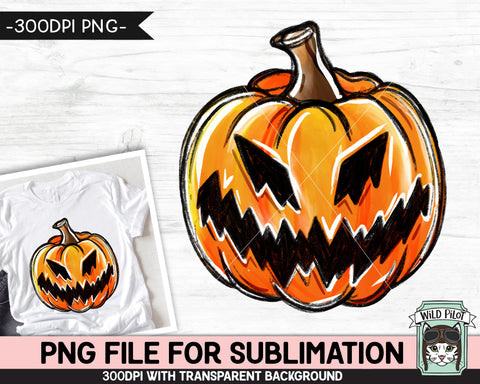 Jack o Lantern SUBLIMATION design PNG, Pumpkin png file, Pumpkin sublimation designs, Fall PNG, Autumn PNG, Halloween PNG, Scary Pumpkin PNG, Goth PNG Sublimation Wild Pilot 