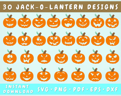 Jack o Lantern SVG Bundle, Pumpkin Face SVG Cut Files, Cute Pumpkin SVG, Scary Pumpkin SVG SVG HappyDesignStudio 