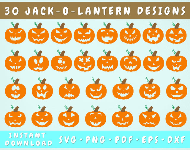 Jack o Lantern SVG Bundle, Pumpkin Face SVG Cut Files, Cute Pumpkin SVG, Scary Pumpkin SVG SVG HappyDesignStudio 