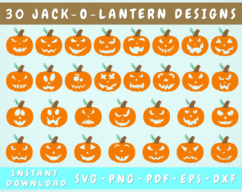 Jack o Lantern SVG Bundle, Pumpkin Face SVG Cut Files, Cute Pumpkin SVG ...