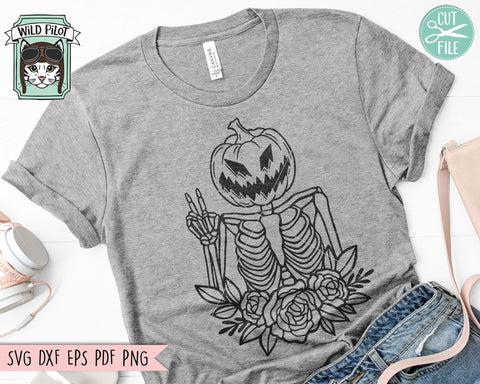 Jack O Lantern SVG File, Pumpkin SVG, Halloween SVG, Skeleton svg, Jack O Lantern Clipart, Halloween png, Halloween Clipart, Flower svg SVG Wild Pilot 