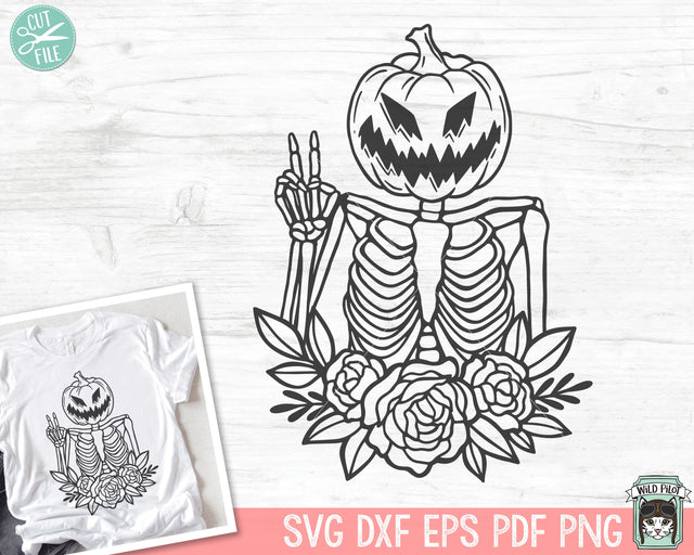 Jack O Lantern SVG File, Pumpkin SVG, Halloween SVG, Skeleton svg, Jack O Lantern Clipart, Halloween png, Halloween Clipart, Flower svg SVG Wild Pilot 