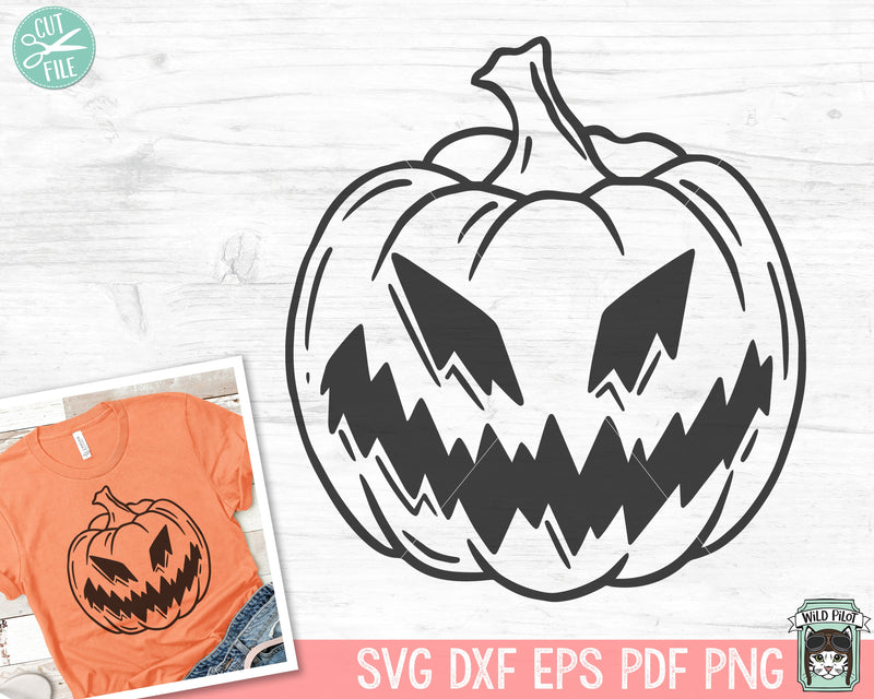 Jack O Lantern SVG File, Scary Pumpkin SVG, Happy Halloween SVG,, Pumpkin Cut File, Halloween Cut File, Halloween Clipart, Halloween png SVG Wild Pilot 