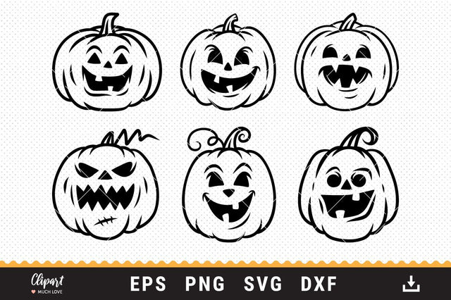 Jack O Lantern SVG, Halloween SVG, Pumpkin face SVG, DXF, PNG, Cricut, Silhouette SVG ClipartMuchLove 