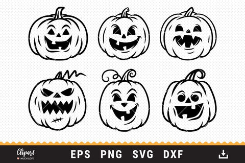 Jack O Lantern SVG, Halloween SVG, Pumpkin face SVG, DXF, PNG, Cricut, Silhouette SVG ClipartMuchLove 