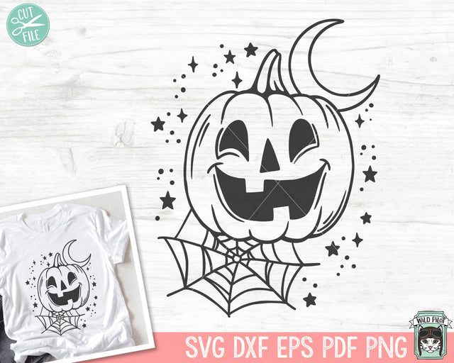 Jack O Lantern SVG, Skeleton SVG, Halloween SVG, Pumpkin svg, Spider Web svg, Spiderweb svg, Moon svg, Fall svg, Autumn svg, Skeleton png SVG Wild Pilot 