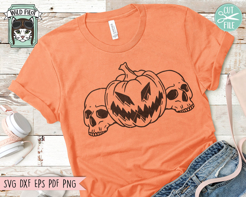 Jack o Lanterns Skulls SVG, Skull Pumpkins SVG, Fall svg, Halloween ...