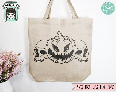 Jack o Lanterns Skulls SVG, Skull Pumpkins SVG, Fall svg, Halloween pumpkin cut file, autumn SVG, halloween SVG, spooky SVG, scary jack o lantern SVG SVG Wild Pilot 