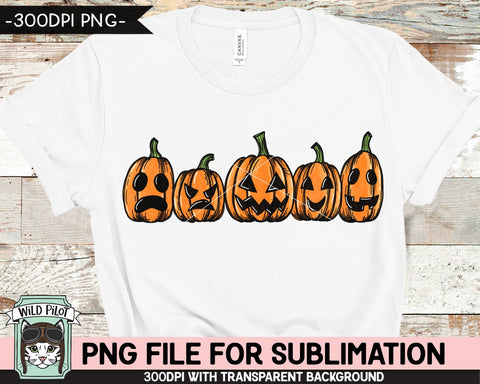 Jack o Lanterns SUBLIMATION design PNG, Pumpkin png file, Pumpkin sublimation designs, Fall png, Autumn png, Halloween png, Thanksgiving png, Row of Pumpkin png Sublimation Wild Pilot 