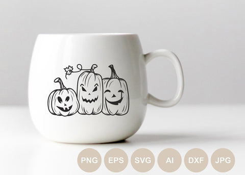 Jack o lanterns Svg file, Row of Pumpkin Cut file, Halloween Svg, Fall, Harvest, Halloween Pumpkin, Autumn Sign, Spooky Scary png, cricut SVG BogeliaVector 