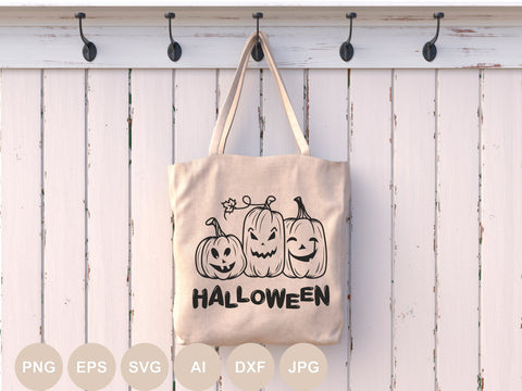 Jack O Lanterns Svg file, Row Of Pumpkin Design Svg, Halloween Cut file, Fall, Autumn Harvest, Spooky Scary, Thanksgiving, Thankful SVG BogeliaVector 