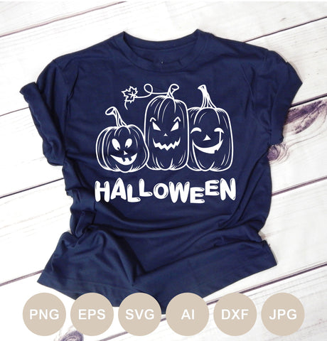 Jack O Lanterns Svg file, Row Of Pumpkin Design Svg, Halloween Cut file, Fall, Autumn Harvest, Spooky Scary, Thanksgiving, Thankful SVG BogeliaVector 