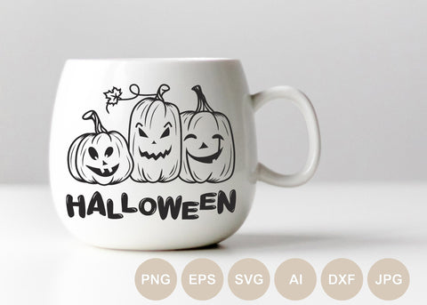 Jack O Lanterns Svg file, Row Of Pumpkin Design Svg, Halloween Cut file, Fall, Autumn Harvest, Spooky Scary, Thanksgiving, Thankful SVG BogeliaVector 