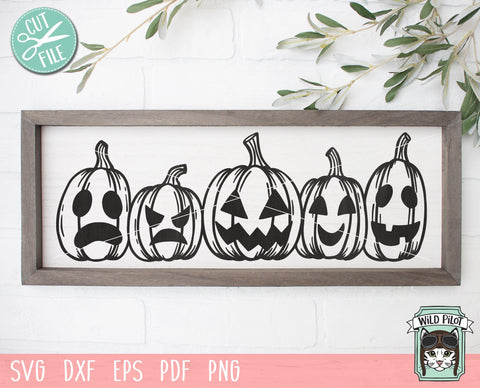 Jack o Lanterns SVG, Row of Pumpkins SVG, Fall svg, Halloween pumpkin cut file, autumn svg, harvest svg, halloween svg, spooky svg, scary jack o lantern svg SVG Wild Pilot 