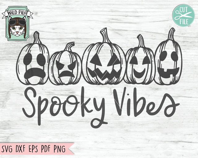 Jack o Lanterns SVG, Spooky Vibes svg, Row of Pumpkins SVG, Fall, Halloween cut file, autumn harvest svg, halloween svg, spooky scary jack o lantern svg SVG Wild Pilot 