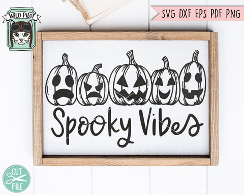 Jack o Lanterns SVG, Spooky Vibes svg, Row of Pumpkins SVG, Fall, Halloween cut file, autumn harvest svg, halloween svg, spooky scary jack o lantern svg SVG Wild Pilot 