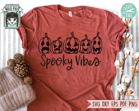 Jack o Lanterns SVG, Spooky Vibes svg, Row of Pumpkins SVG, Fall, Halloween cut file, autumn harvest svg, halloween svg, spooky scary jack o lantern svg SVG Wild Pilot 