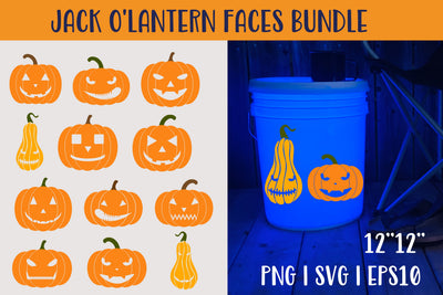 Jack o'Lantern Faces Bundle | Halloween Pumpkin SVG SVG Helga Art 