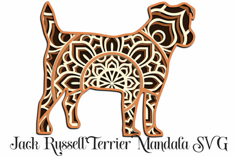 Jack Russell Terrier SVG file, layered mandala cut file, 4 layers SVG - great for paper cutting SVG Digital Honeybee 