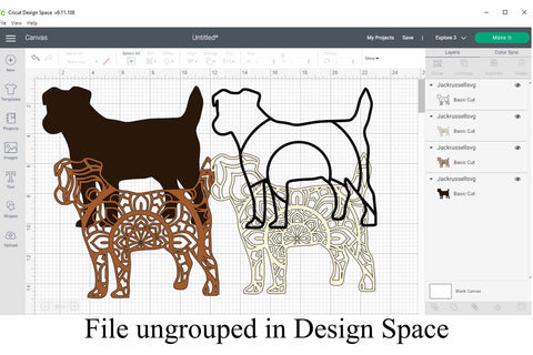 Jack Russell Terrier SVG file, layered mandala cut file, 4 layers SVG - great for paper cutting SVG Digital Honeybee 