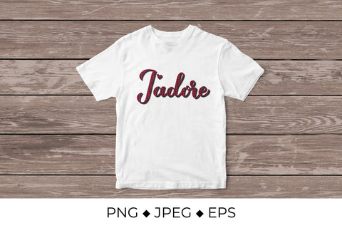 J’adore lettering. I adore in French. Red buffalo pattern. Sublimation LaBelezoka 