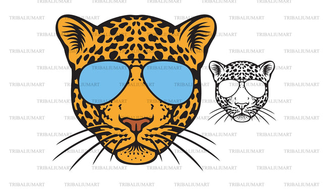 Jaguar head with aviator sunglasses SVG TribaliumArtSF 