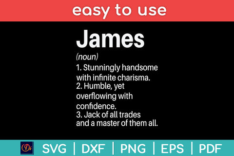 JAMES Definition Personalized Name Funny Birthday Svg Png Dxf Digital Cutting File SVG Helal 