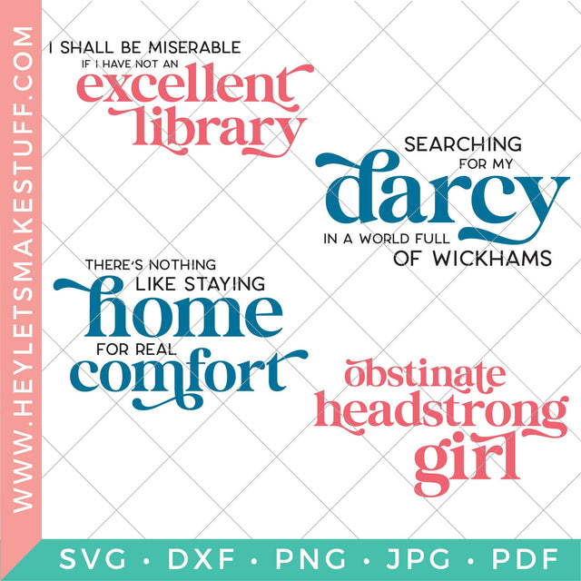 Jane Austen Bundle SVG Hey Let's Make Stuff 