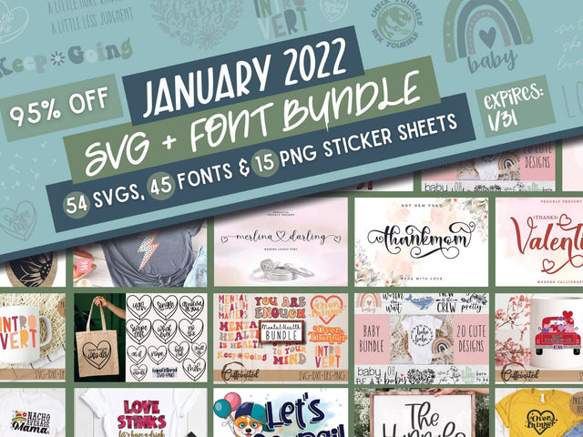 January 2022 SVG and Font Bundle Bundle So Fontsy Design Shop 