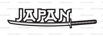 Japan Design with Katana Samurai Sword SVG TribaliumArtSF 