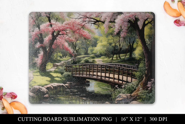 Japanese Garden Sublimation Design, Sakura Kitchen PNG Sublimation BijouBay 
