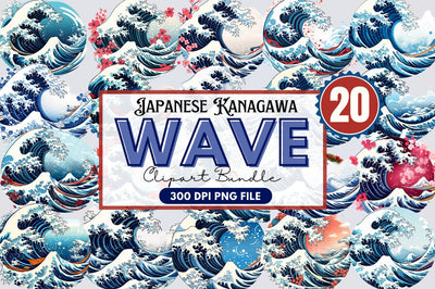 Japanese Kanagawa Wave Clipart Sublimation Regulrcrative 