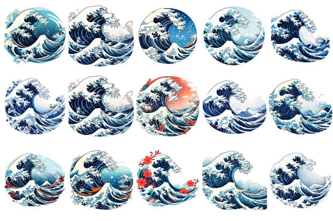 Japanese Kanagawa Wave Clipart Sublimation Regulrcrative 