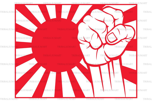 Japanese naval ensign and fist SVG TribaliumArtSF 