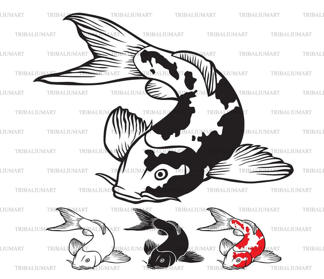 Japanese or Chinese inspired Koi Carp Fish SVG TribaliumArtSF 